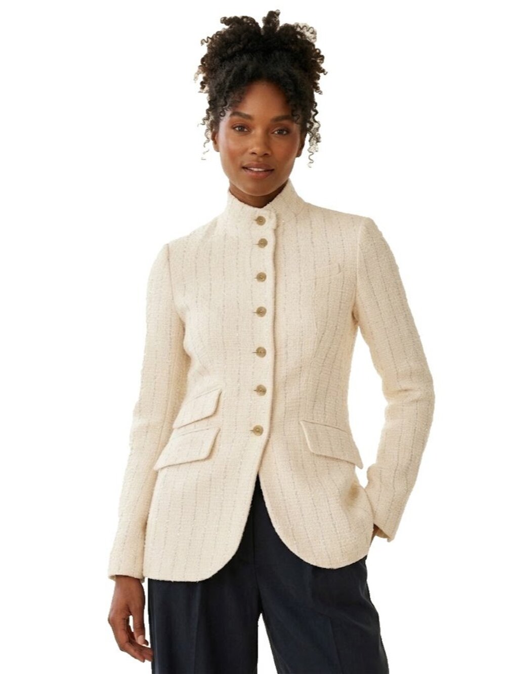 NWT Rag & Bone Slade Long Tweed Blazer in Ivory Metallic Stripe Jacket 4